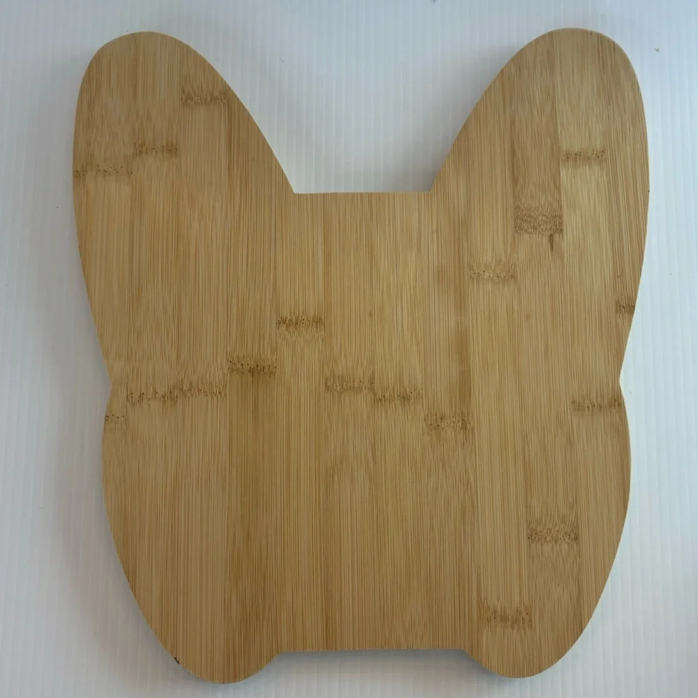 Frenchie French Bulldog Charcuterie Cheese Serving Board Bamboo 11.5”x11.8” NEW